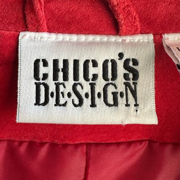 Chico's Red Fringe Suede Leather Jacket - Picture 7 of 8